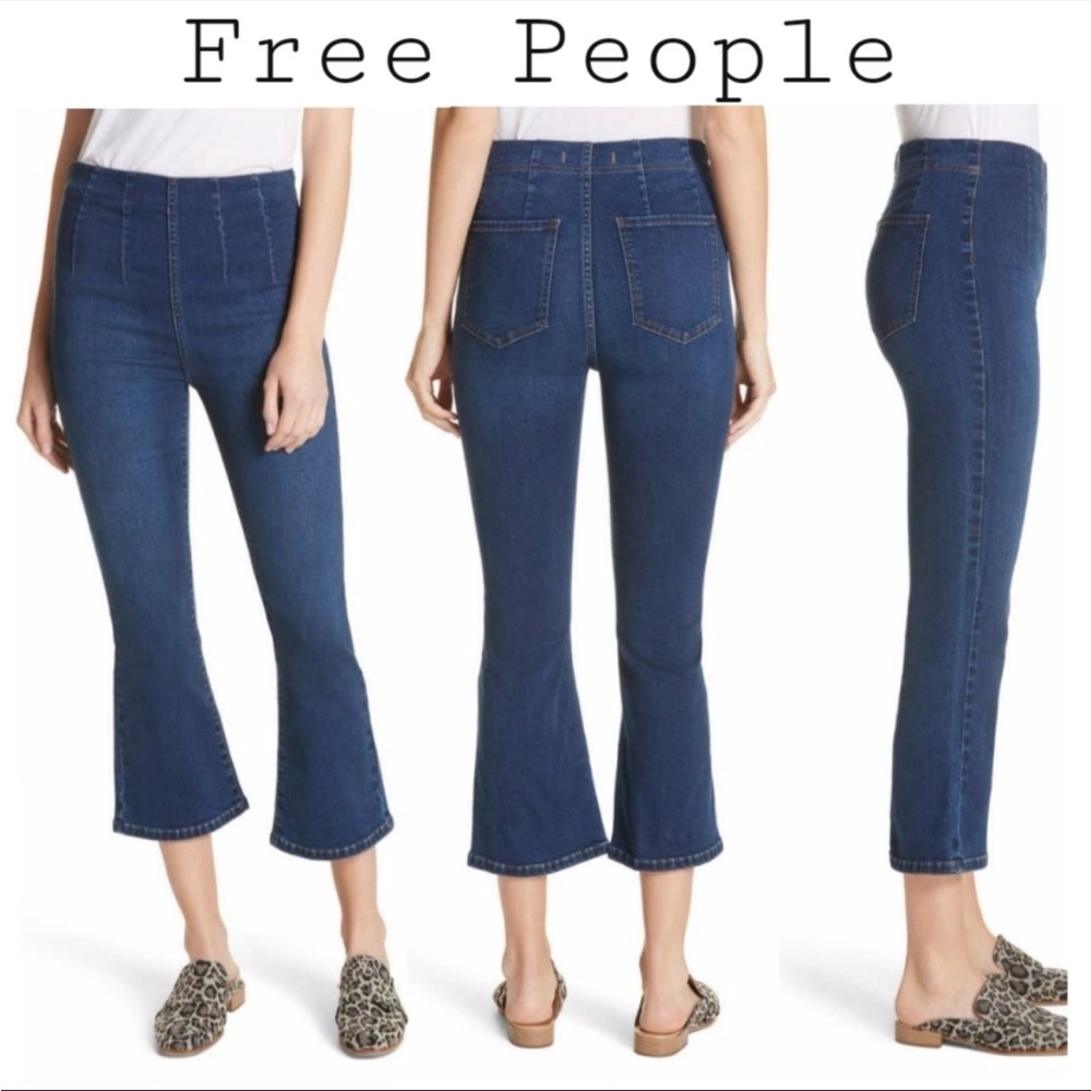 Free People Manhattan Beach Extra High
Rise Cropped Jeans Medium Wash Sz 29